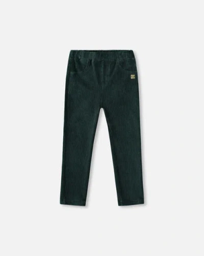 Deux Par Deux Kids'  Stretch Velour Rib Treggings In Black