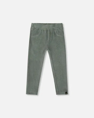 Deux Par Deux Babies'  Stretch Velour Tregging In Green