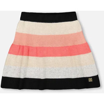 Deux Par Deux Kids'  Striped Knit Skirt In Multi