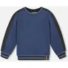 Deux Par Deux Super Soft Flat Back Rib Sweatshirt In Blue