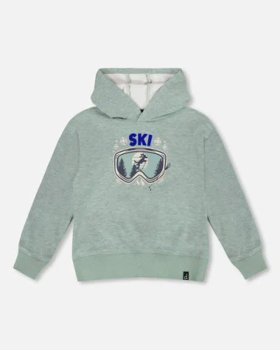 Deux Par Deux Kids'  Super Soft Hooded Brushed Jersey Sweatshirt In Green