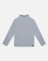 Deux Par Deux Super Soft Ribbed Mock Neck Top In Gray
