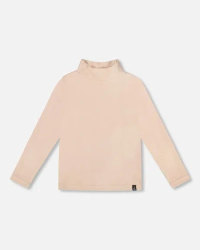 Deux Par Deux Kids'  Super Soft Ribbed Mock Neck Top In Neutral