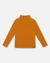 Deux Par Deux Kids'  Super Soft Ribbed Mock Neck Top In Orange