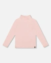 Deux Par Deux Kids'  Super Soft Ribbed Mock Neck Top In Pink