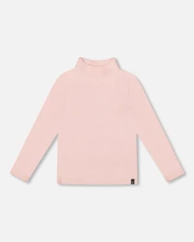 Deux Par Deux Kids'  Super Soft Ribbed Mock Neck Top In Pink