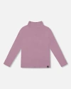 Deux Par Deux Kids'  Super Soft Ribbed Mock Neck Top In Pink