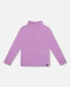 Deux Par Deux Kids'  Super Soft Ribbed Mock Neck Top In Purple
