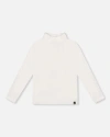 Deux Par Deux Kids'  Super Soft Ribbed Mock Neck Top In White