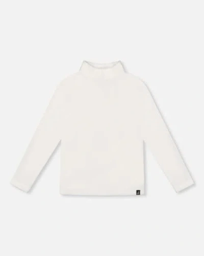 Deux Par Deux Kids'  Super Soft Ribbed Mock Neck Top In White