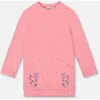 Deux Par Deux Super Soft Tunic Tee With Embroidered Pockets In Pink