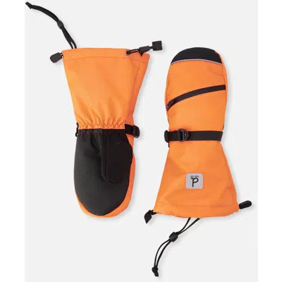 Deux Par Deux Kids'  Teknik Cordura Fingertips Waterproof Winter Mittens In Orange