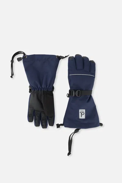 Deux Par Deux Kids' Teknik Winter Gloves Navy Blue In Gray