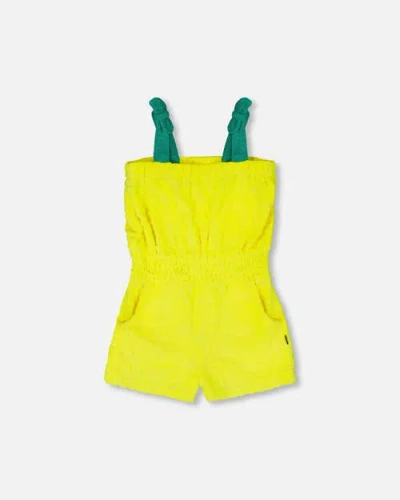 Deux Par Deux Kids'  Terry Cloth Sleeveless Jumpsuit In Yellow