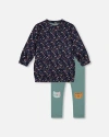 Deux Par Deux Kids'  Tunic And Leggings Set In Blue
