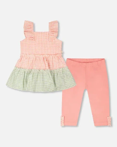 Deux Par Deux Kids'  Tunic And Organic Cotton Gingham Capri Set In Multi