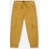 Deux Par Deux Kids'  Twill Jogger Cargo Pants In Brown