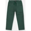 Deux Par Deux Kids'  Twill Jogger Pants With Patch Pockets In Green