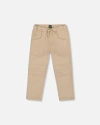 Deux Par Deux Twill Jogger Pants With Patch Pockets In Neutral