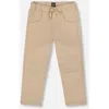 Deux Par Deux Kids'  Twill Jogger Pants With Patch Pockets In Sand