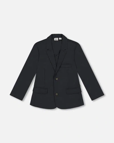 Deux Par Deux Kids'  Two-button Tailored Cut Blazer In Black