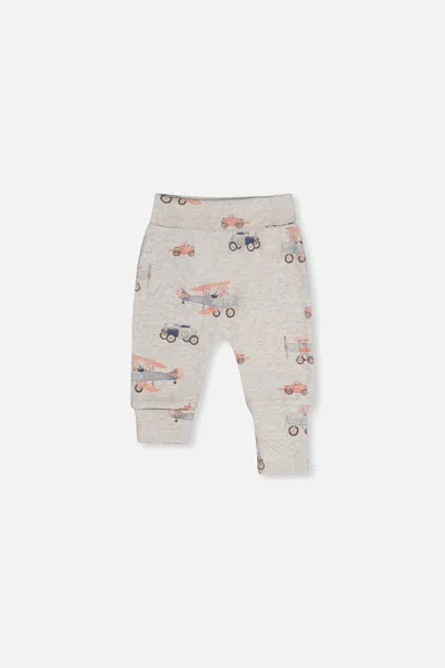 Deux Par Deux Kids' Two Pack Organic Cotton Evolutive Pants Beige Printed Airplanes In Multi