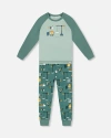 Deux Par Deux Two-piece Organic Cotton Pajama Set Construction In Blue