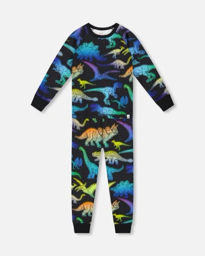 DEUX PAR DEUX DEUX PAR DEUX TWO-PIECE ORGANIC COTTON PAJAMA SET DINOSAUR