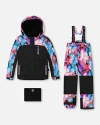 Deux Par Deux Two-piece Play Snowsuit Butterfly In Black
