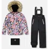 Deux Par Deux Two-piece Play Snowsuit With Allover Jacket And Solid Pant In Multi