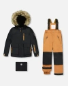 Deux Par Deux Two-piece Play Snowsuit With Contrast Jacket In Multi
