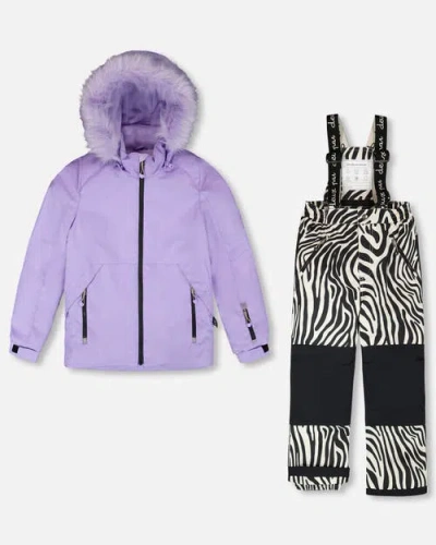 Deux Par Deux Kids'  Two-piece Play Snowsuit With Pants In Purple