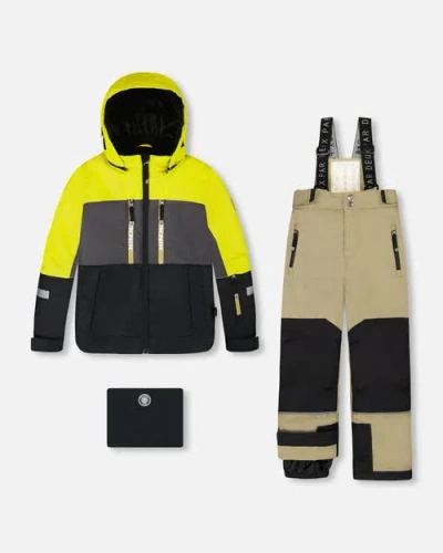 Deux Par Deux Kids'  Two-piece Teknik Snowsuit Colorblocked In Black