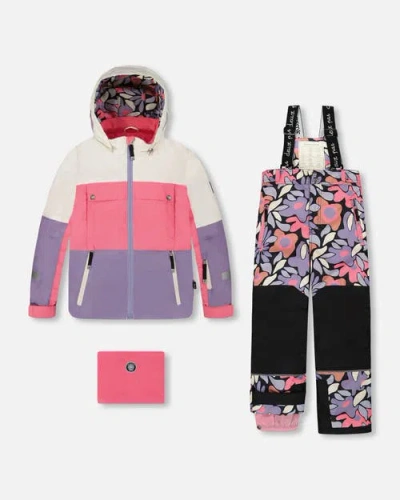 Deux Par Deux Kids'  Two-piece Teknik Snowsuit Retro Flower In Multi