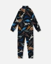 Deux Par Deux Two-piece Thermal Underwear Seat Dinosaur In Multi