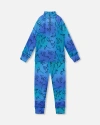 Deux Par Deux Two-piece Thermal Underwear Set Dinosaur In Blue