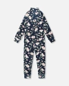 Deux Par Deux Two-piece Thermal Underwear Set Flower In Blue
