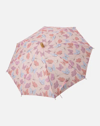 Deux Par Deux Umbrella Pink Butterfly Print In Purple