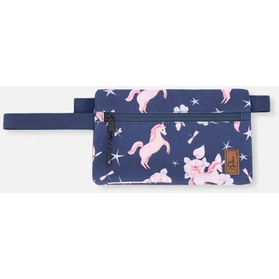 Deux Par Deux Kids'  Unicorn Compact Functional Charming Pencil Case In Navy Unicorn Print