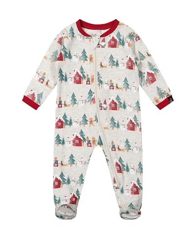 Deux Par Deux Unisex Christmas Front Zipper Footed One Piece Pajama - Baby In Multi