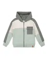 Deux Par Deux Full Zip Fleece Color Block Sweatshirt In Gray
