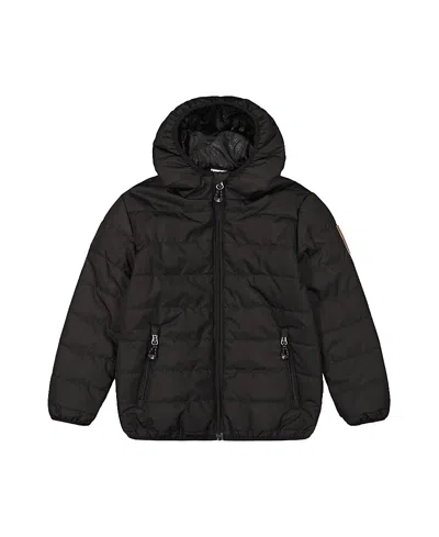 Deux Par Deux Unisex Insulating Quilted Mid-season Hooded Zip Jacket - Little Kid, Big Kid In Black