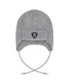 Deux Par Deux Unisex Lined Knit Hat With Ears And Strings - Baby In Gray