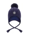 Deux Par Deux Unisex Lined Winter Hat With Pompom - Little Kid, Big Kid In Blue