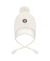Deux Par Deux Unisex Lined Winter Hat With Pompom - Little Kid, Big Kid In White