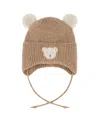 Deux Par Deux Unisex Lined Winter Knit Hat With Ear Flaps - Baby In Brown