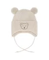 Deux Par Deux Unisex Lined Winter Knit Hat With Ear Flaps - Baby In White