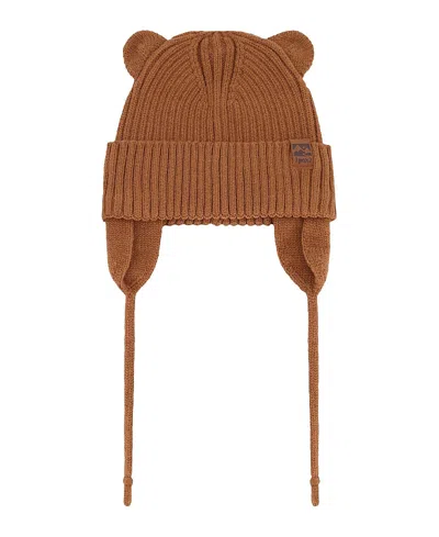 Deux Par Deux Unisex Logo Patch Ribbed Knit Hat - Baby In Brown