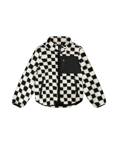 Deux Par Deux Unisex Long Sleeve Sherpa Jacket Checkerboard - Little Kid, Big Kid