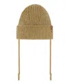 Deux Par Deux Unisex Mid-season Knit Hat With Strings - Baby In Pine Bark